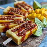 Juicy homemade Fricy Mango Chamoy Popsicles with Tajin, perfect for cooling off.