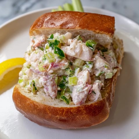 Warm, buttery brioche cradles the delicious lobster filling of this classic New England Lobster Roll.