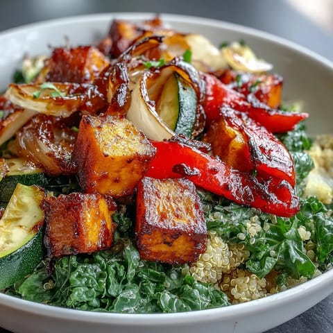 Forkful of the Warm Salad Bowl featuring roasted sweet potato, quinoa, and wilted spinach, drizzled with a warm vinaigrette.