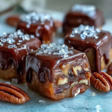Candy apple slices dipped in caramel and drizzled with dark chocolate, perfect for fall gatherings or Halloween parties.