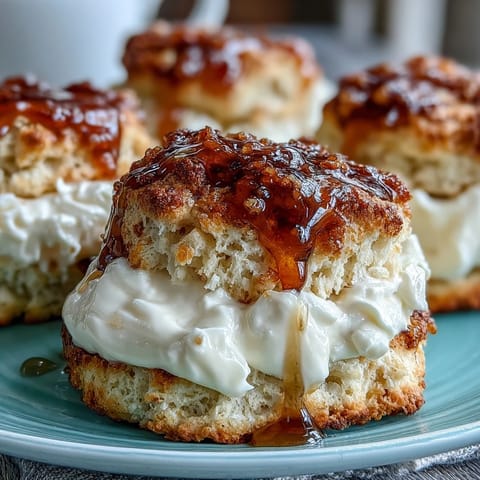 Warm, golden scones infused with delicate dandelion honey, topped with a generous dollop of rich clotted cream.