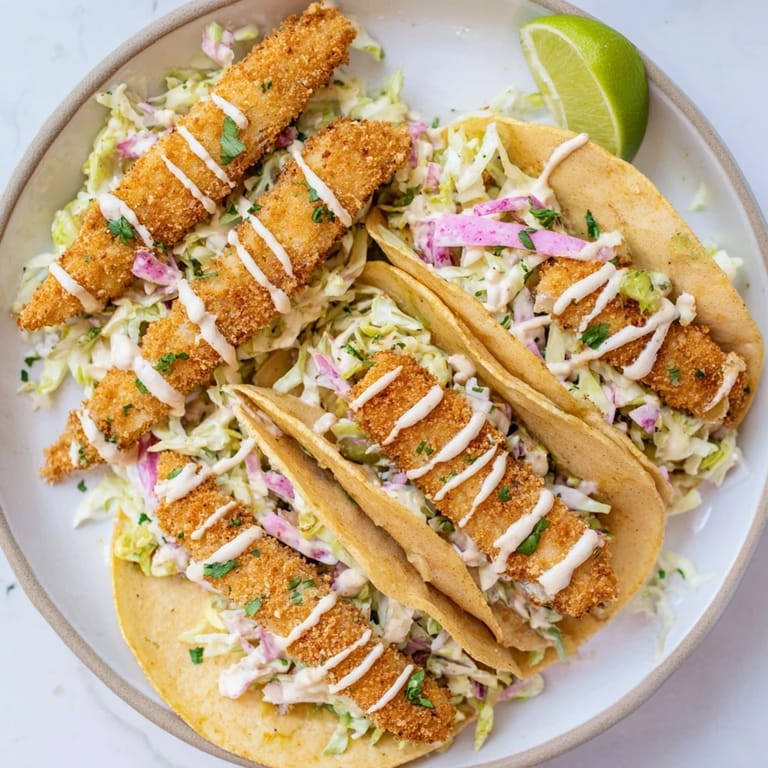 Close-up of freshly made fish tacos showing flaky fish and colorful toppings for a delicious meal.
