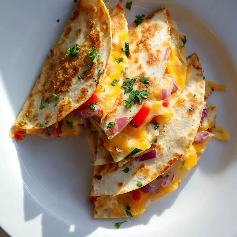 Quesadillas with a perfectly toasted tortilla, showing bubbly cheese and fresh cilantro, ready to eat.