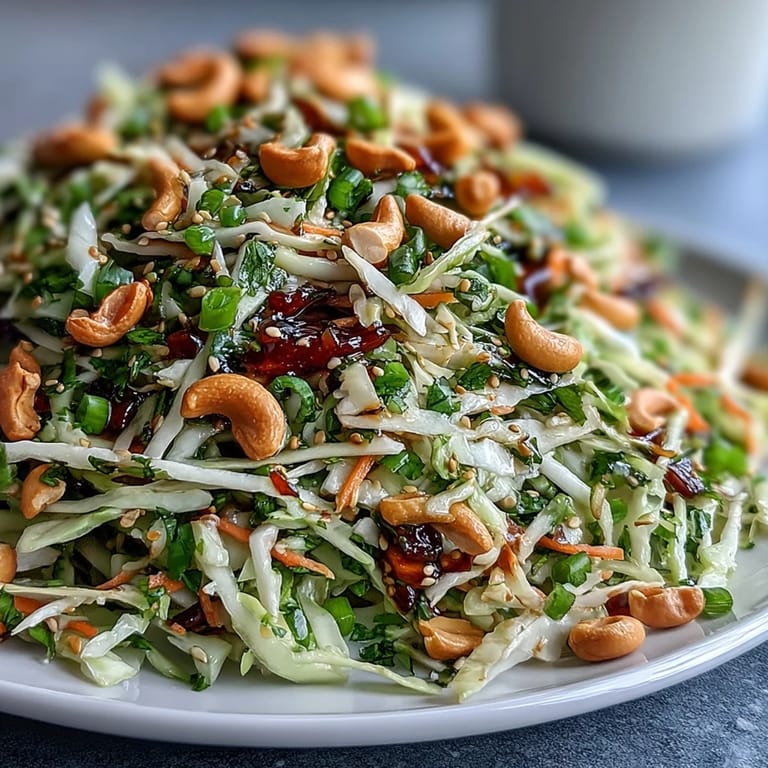 Vibrant Asian Cabbage Salad served with sliced chicken and lime wedges for a hearty meal.