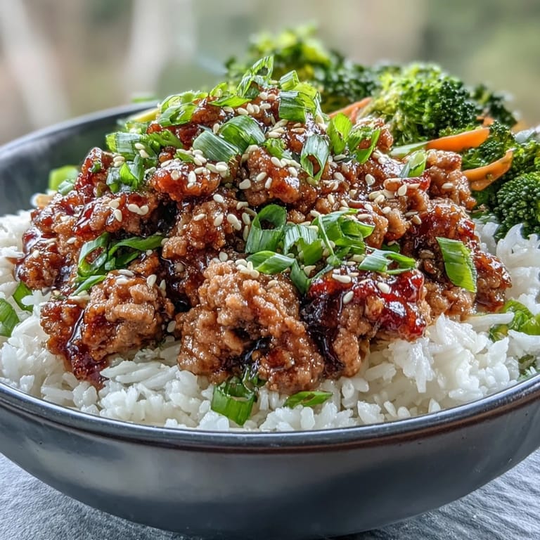 Sizzling skillet of Korean-Style Ground Turkey served alongside bright green broccoli and carrots for a healthy weeknight dinner.