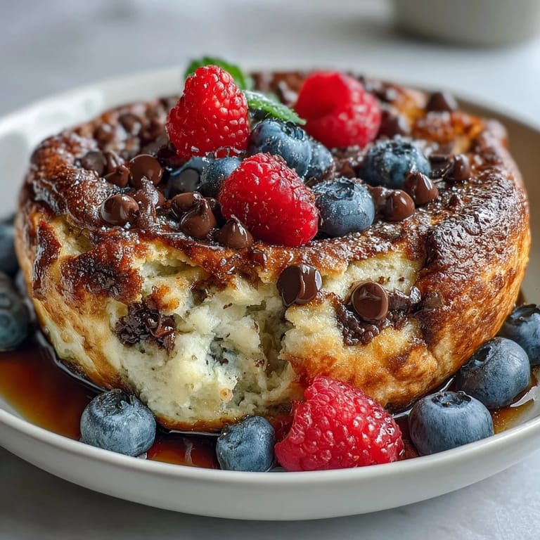Warm Baked Protein Pancake Bowl with a golden crust, served in a ramekin with a side of yogurt.