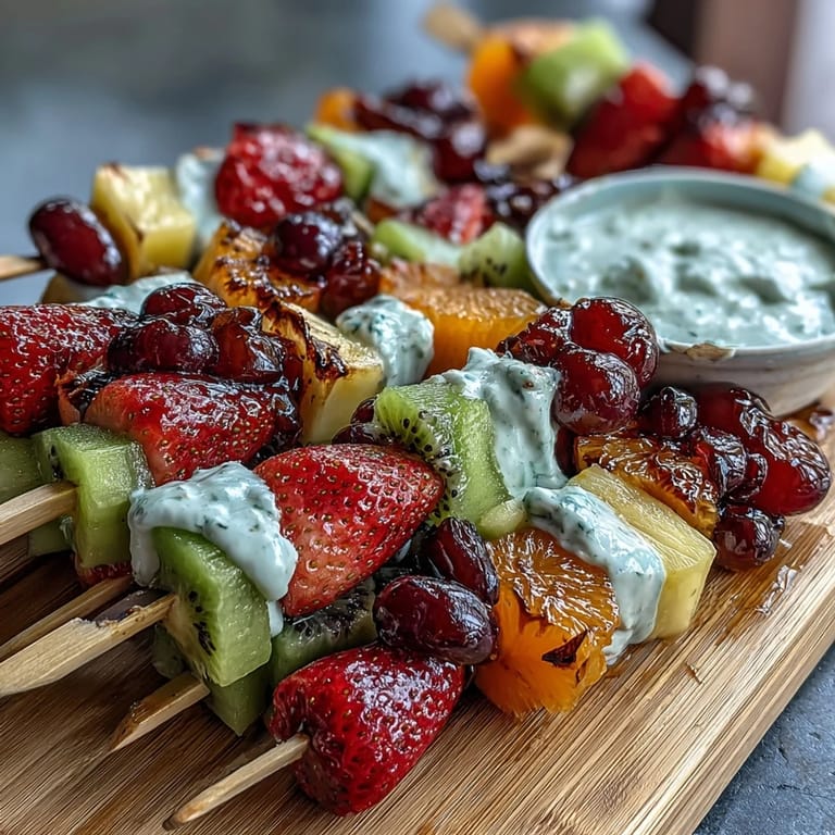 Fun Kid Lunch Bento Box with Fruit Skewers and Dip: A vibrant bento box filled with juicy fruit skewers, savory turkey sandwiches, and crisp carrot sticks—perfect for school or picnics.