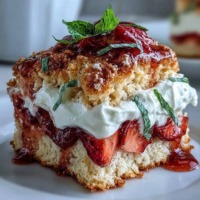 Juicy baked Strawberry Basil Shortcake Biscuits, showcasing sweet fruit and herbaceous basil.