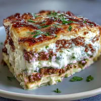 Golden, bubbly cheese tops layers of Worlds Best Lasagna, rich meat sauce, and creamy ricotta in a baking dish.