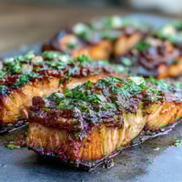 Grilled salmon with strawberry salsa shines on a summer plate, bright and juicy with fresh herbs.